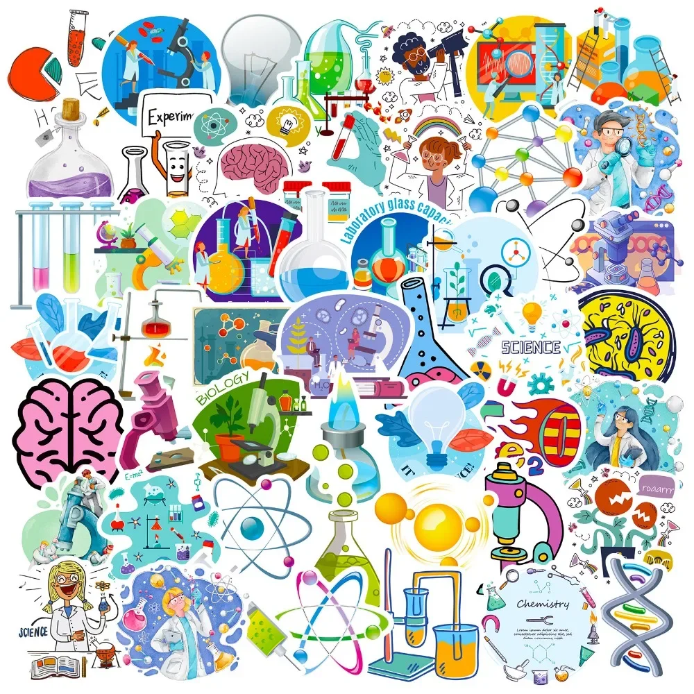 Laptop Accessories Kids - 50 Stuks Cartoon Science Lab Sticker